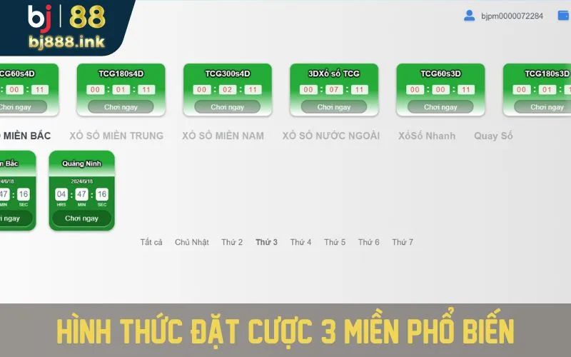 Hình thức đặt cược 3 miền phổ biến